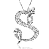 51ELzgJOItL. SL160  14k White Gold Alphabet Initial Letter S Diamond Pendant Necklace (HI, SI I, 0.12 carat)