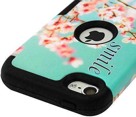 iPod 6 Case,iPod Touch 6 Case,iTouch 6 Case - MOLLYCOOCLE [Peach Blossom]3 in 1 Combo Hybrid Shockproof Silicone Plastic Protective Hard Case Cover for Apple iPod Touch 6 6th Generation-Green/Black