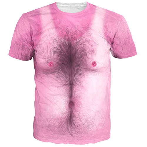 RAISEVERN Unisex 3d Print Hairy Chest Short Sleeve T-Shirts Tees