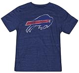 NFL Men's Buffalo Bills Bigger Better Logo Tri Blend Tee (Dark Navy, Large)
