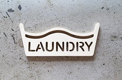 Door Sign Made Of Birch, "Laundry" / Large Size 7.0" x 3.1" x 0.2T, 10 Design Type : Dress Room, Bed Room, Bath Room, Kitchen, Study Room, Laundry, Kids Room, Office, Toilet, Play Room (Laundry)