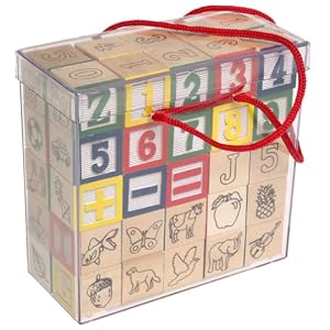 Melissa & Doug Deluxe 50-piece Wooden ABC/123 Blocks Set