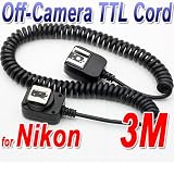 DSLRKIT 3M 3 meter i-TTL Off Camera FLASH sync Cord for Nikon
