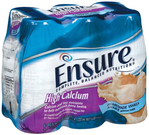 Ensure High Calcium Complete Balanced Nutrition Drink, Ready to Use, Homemade Vanilla Shake, Six 8-Ounce Bottles (Pack of 2)