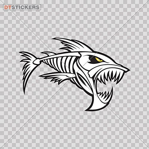 Decal Stickers Skeleton Fish Bones Truck Motorcycle Helmet Motorbike Boat croatia illustration vector gear (6 X 3,96 Inches) Fully Waterproof Printed vinyl sticker