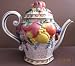 Fitz and Floyd Classics Handcrafted China TEAPOT - Decorative Teapot & Lid w Fruit Design