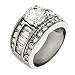 Bienna: 5.2ct Ice on Fire CZ 3 in 1 Stacked Bridal Wedding Ring Set 316 Steel, 3076A