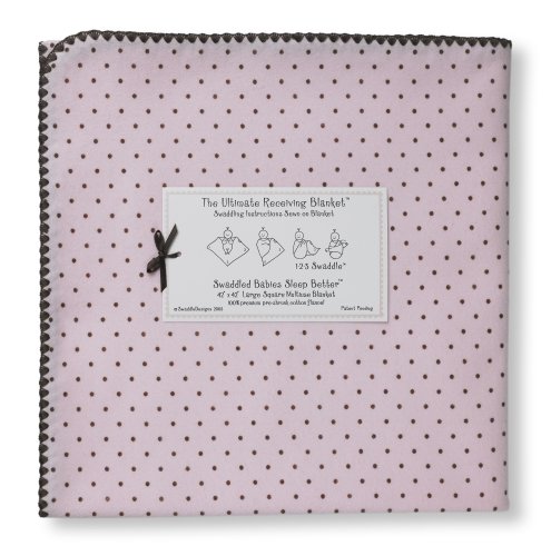 Swaddle Designs Ultimate Receiving Blanket - Polka Dots - Pastel Pink
