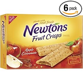 Newtons Fruit Crisp Snacks, Apple Cinnamon, 8-Count Boxes (Pack of 6)