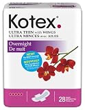 Kotex Ultra Thin Over Night With Wings, 28-Count Packages (Pack of 6)