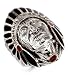 New Onyx Red Agate American Indian Head 925 Silver Ring picture