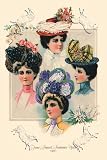 Art Poster, Four Smart Summer Hats - 18.75 x 27.5