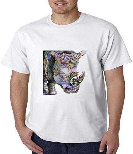 Onlyyousweet Art Rhinoceros Painting Unknown Tech Vintage Moisture Short Sleeve Mens T-shirt Size L
