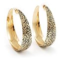 Antique Gold Floral Hoop Earrings