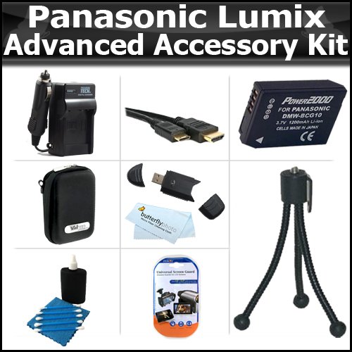Advanced Accessory Kit For Panasonic Lumix DMC-ZS7 DMC-ZS10, DMC-ZS8, DMC-3D1 DMC-ZS20, DMC-ZS15, DMC-ZS25, DMC-ZS25K Digital Camera Includes Case + Extended Replacement Panasonic DMW-BCG10 (1200mAH) Lithium-Ion Battery + AC/DC Charger + Mini HDMI Cable +