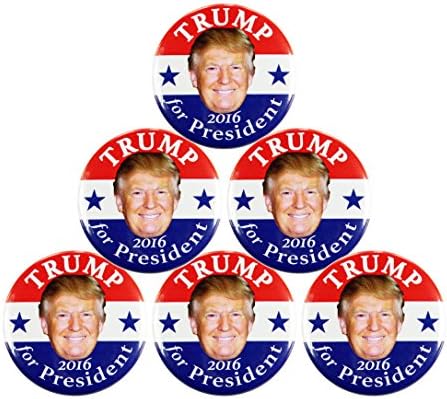 6-pack, 2016 DONALD TRUMP for PRESIDENT CAMPAIGN BUTTONS, 2.25" 6 pieces