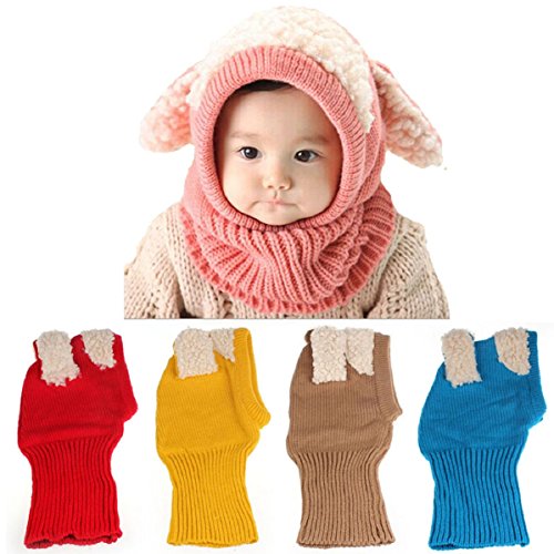 Doinshop 1PC Winter Baby Kids Warm Coif Hood Scarf Caps Hat+1PC Neck Scarf