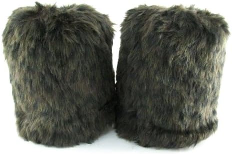 ECOSCO One Pair 8 Inches Brown Leopard Faux Fur Leg Warmers Women Lady WARM SOFT COZY FUZZY Fashion Warmers Boots Cuffs Cover