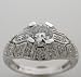 14k White Gold Art Deco Style Set With An Old Mine Cut Diamond 0.47 ct