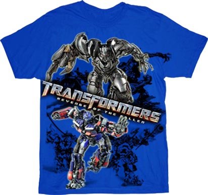  Transformers Revenge of the Fallen Trans Split Blue Youth T-shirt Tee
