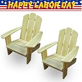 Lohasrus Labor Day Sale 13755 - 2 Natural Kids Patio Chair LH-15001 - Unfinished Fir, Indoor / Outdoor, for Ages 2 to 5, Free Drawing Book