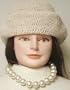 One Strand Simulated Large Light Ivory Pearls Choker Necklace Earrings on Clips for Women Teens Offered with Hand Crocheted Ivory Gimp Floppy Hat