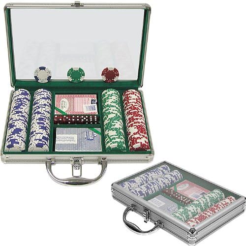 Lucky Crown Poker Chip Set with Clear Top Aluminum Case (200-Piece), 11.5 gm.