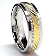 7MM Men's 14K Gold Plated Stainless Steel Ring Sizes 7 to 12