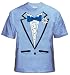 Men's Light Blue Tuxedo T-Shirt With Ruffles #2