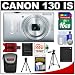 Canon PowerShot ELPH 130 IS Wi-Fi Digital Camera (Silver) with 16GB Card + Battery + Case + 2 Tripods + Accessory Kit