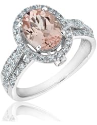 Peach Morganite and Created White Sapphire Ring