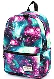 [HotStyle Fashion Printed] TrendyMax Galaxy Pattern School Backpack Cute for Girls, Green