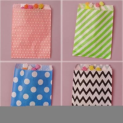 Mememall Fashion Striped Polka Dot Candy Buffet Sweet Treat Loot Party Supplies Favor Bags Lot