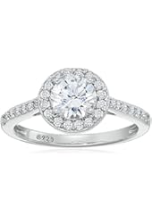 Platinum-Plated Sterling Silver Round-Cut Swarovski Zirconia Halo Ring (1.5 cttw)