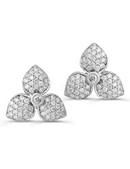 14k White Gold 1.00 Ctw Diamond Earrings