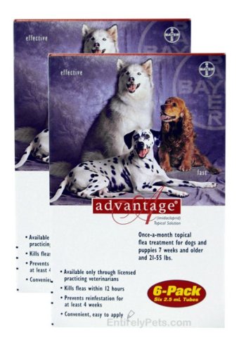Advantage Flea Killer for Dogs, RED, 21-55LBS. 12 Month Supply, U