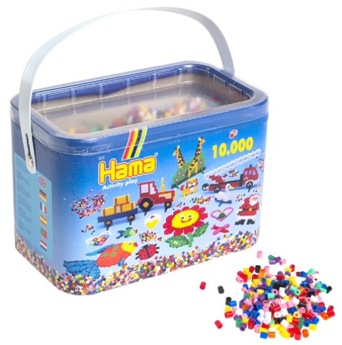 Hama Beads 10,000 Beads in a Bucket - Solid Mix
