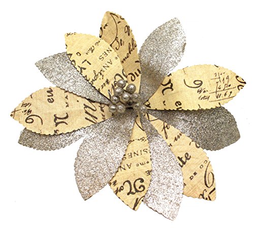Holiday Lane Paper Glitter Poinsettia 7.5-inch Christmas Ornament Clip