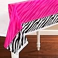 Amscan Zebra Print Plastic Table Cover, Black/White/Hot Pink, 54" x 102"