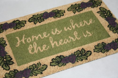 Homescapes - Door Mat- Home is Where Heart is - 45 x 75 cm - 100% Natural Coir - Indoor and Outdoor Doormat