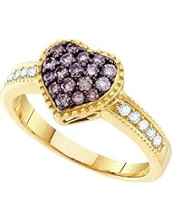 0.47CTW COGNAC DIAMOND HEART RING