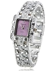 Elegant PURPLE DIAL Fashion Bracelet Watches Womens Silver Alloy Quartz Analog wrist watch