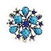 Buyinhouse Antique Style Female Ladies Girls Vintage Brass Plated Blue Rhinestones Crystals Pearls Flower Petals Leaves Brooches Pin Clips