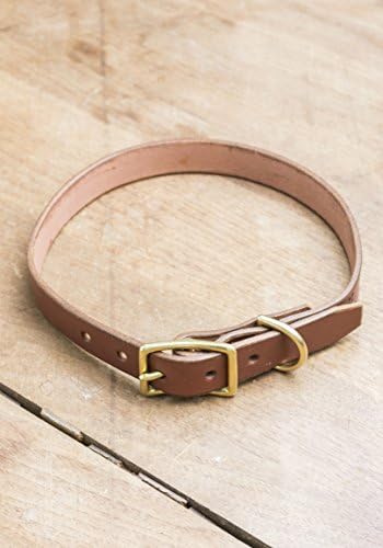 THRUX LAWRENCE - Waterproof Horween Leather Dog Collar - Light Brown with Solid Brass - Xlarge
