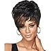 YX Women's Short Wig with Bangs, Fashion Fluffy Wave Synthetic Wig