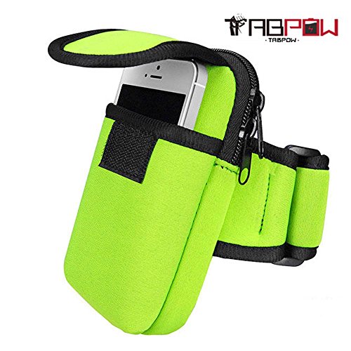 iPhone 6S Armband, iPhone 6 Armband, TabPow Zipper Pocket Series - Sports Running Jogging Armband Case with Large Zipper Pocket to Store Keys, Cash, Cards For Apple iPhone 6/ iPhone 6S, Neon Green