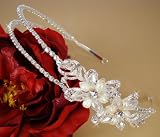 Exquisite Crystal & Pearl Bridal Tiara Band with Side Ornamentation