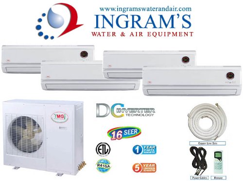 YMGI R410A Ductless Mini Split 16 SEER DC Inverte, Heat Pump 45K BTU Outdoor Unit And