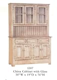 China Cabinet with Glass - Primitive Antique White