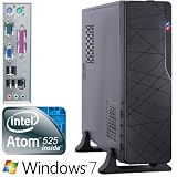 Produkt-Bild: Windows7 Professional 64Bit, Office PC-System Slim-Tec Atom 525, Design Slim PC Mini ITX, Atom 525, DualCore! +Hyperthreading (2x1,8 GHz), Intel NM10 Express Chipsatz, 500GB SATA II, 4096MB DDR3, Intel GMA 3150, DVD-RW, Sound, LAN, Mini-ITX Tower (Silent)